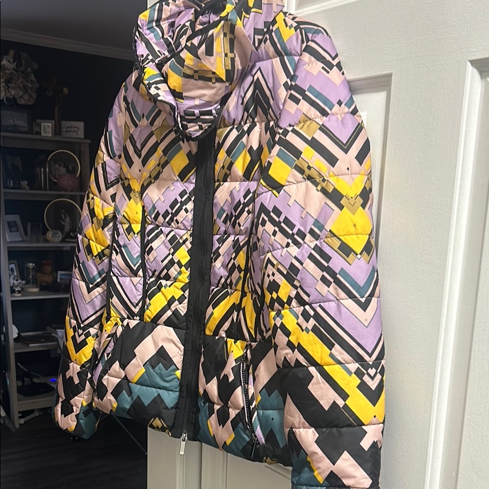 Desigual Colorful Geometric Puffer Jacket